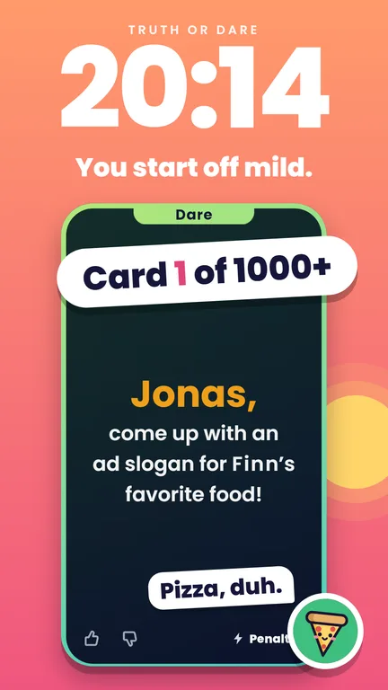 Imagen de la tienda, en inglés: carta 1 de más de 1000, Jonas tiene que inventar un eslogan publicitario