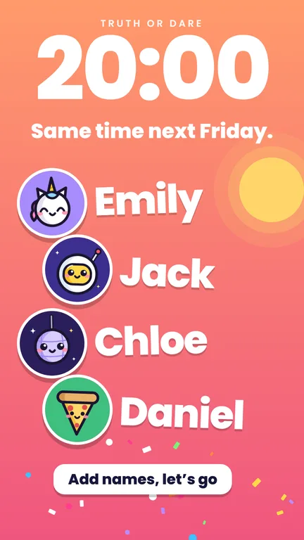 Store image, 20:00 – Same time next Friday.