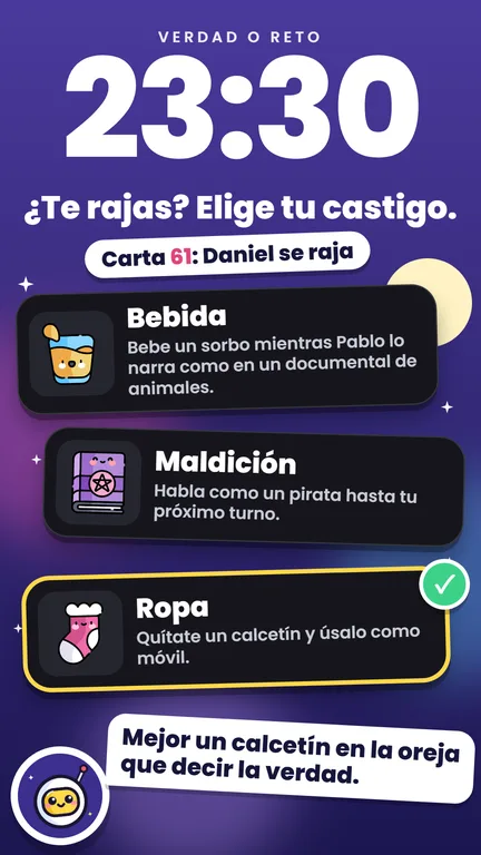 Imagen de la tienda, 23:30 – ¿Te rajas? Elige tu castigo.